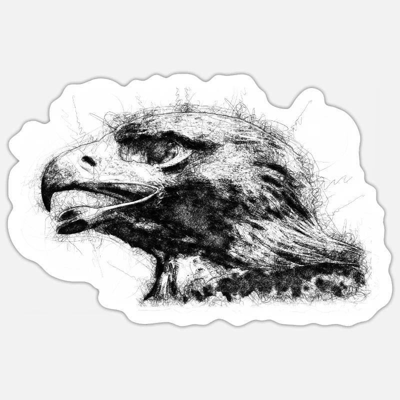 Eagle Head - Sticker size S (10 x 10 cm) - white matte