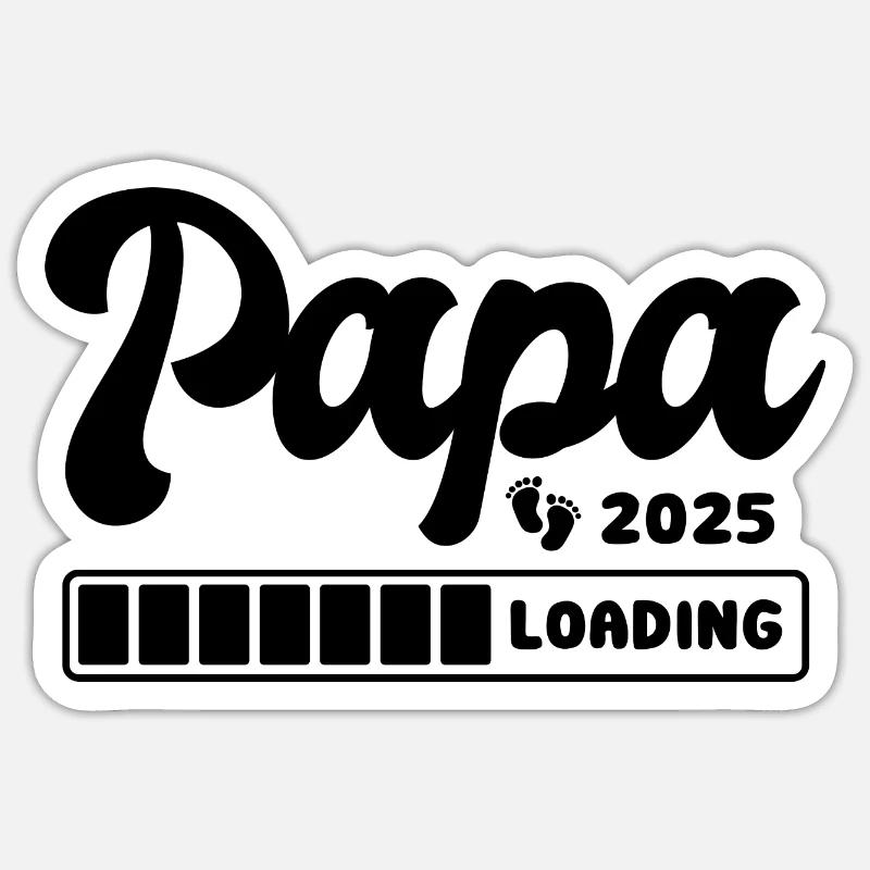 Papa 2025 loading - Schwangerschaft - Geschenk - Sticker Größe S (10 x 10 cm) - Mattweiß