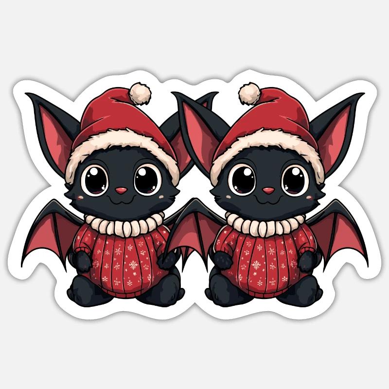 L’équipe de Noël des chauves-souris - Sticker taille S (10 x 10 cm) - blanc mat