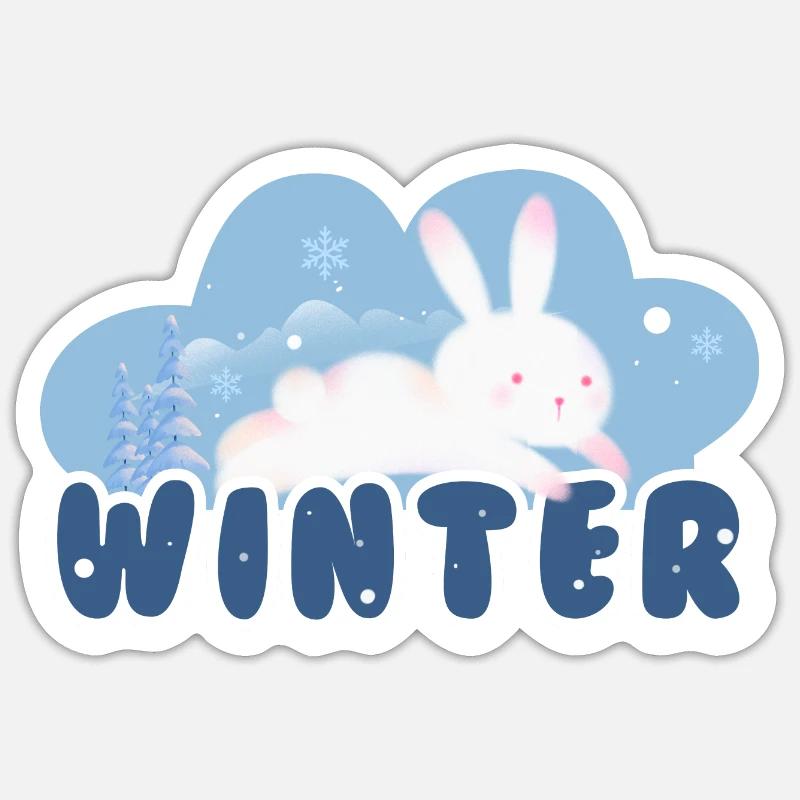 Winter Rabbit Sticker size S (10 x 10 cm)