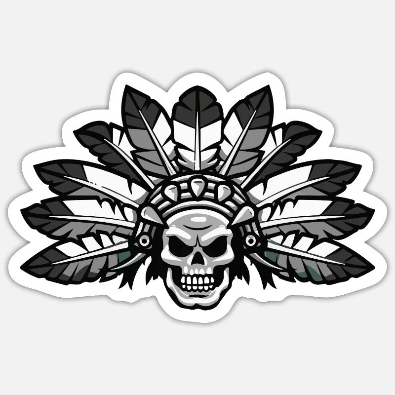 Indian Aztek Skull - Sticker size S (10 x 10 cm) - white matte