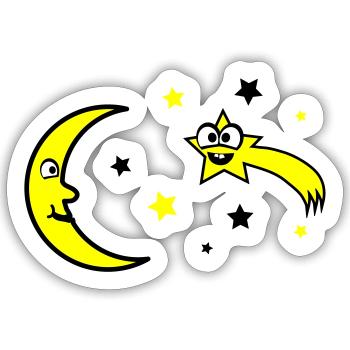 mond und sterne - Sticker Größe S (10 x 10 cm) - Mattweiß - Vorne