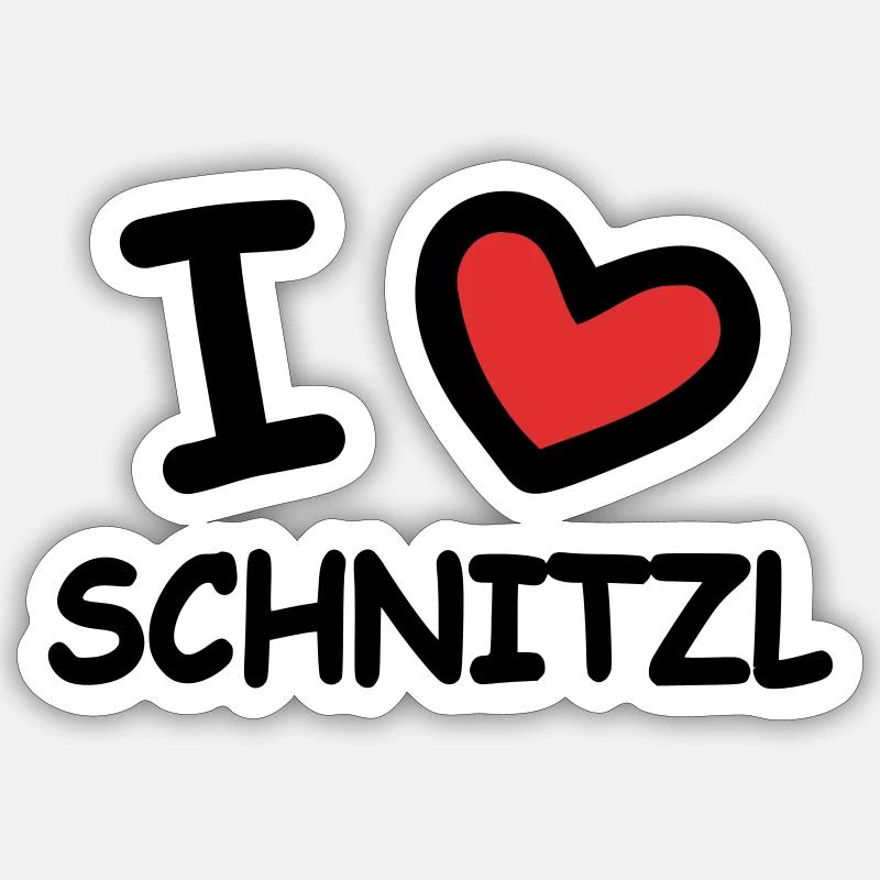 J’adore Schnitzl - Sticker taille S (10 x 10 cm) - blanc mat