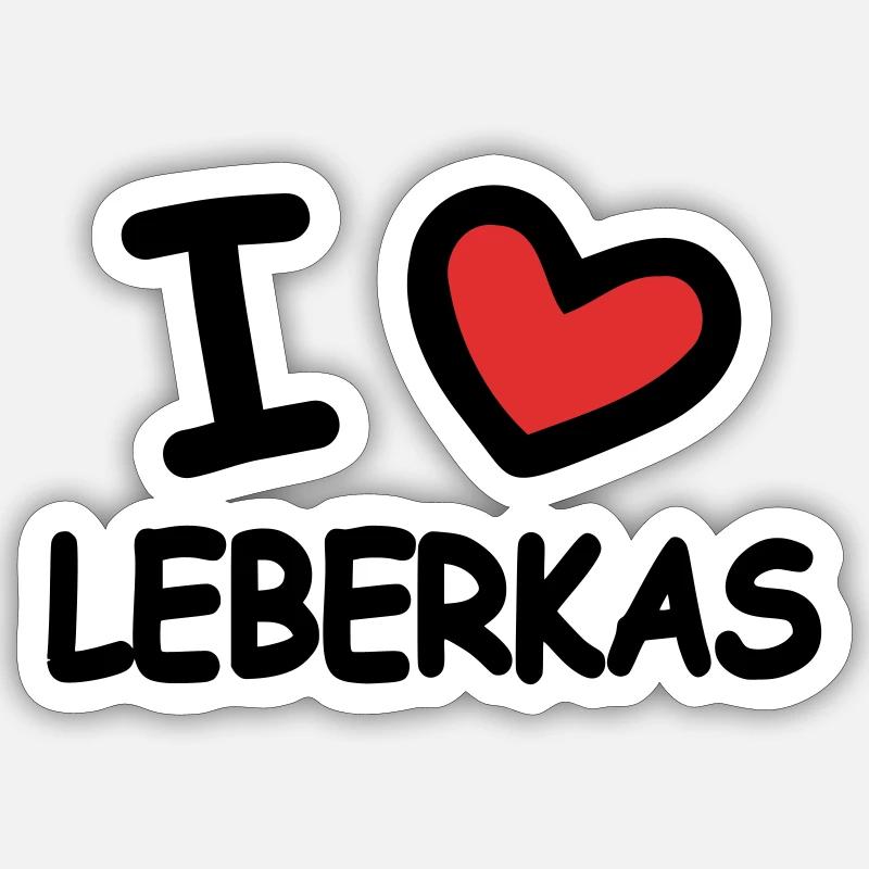 I Love Leberkas - Sticker Größe S (10 x 10 cm) - Mattweiß