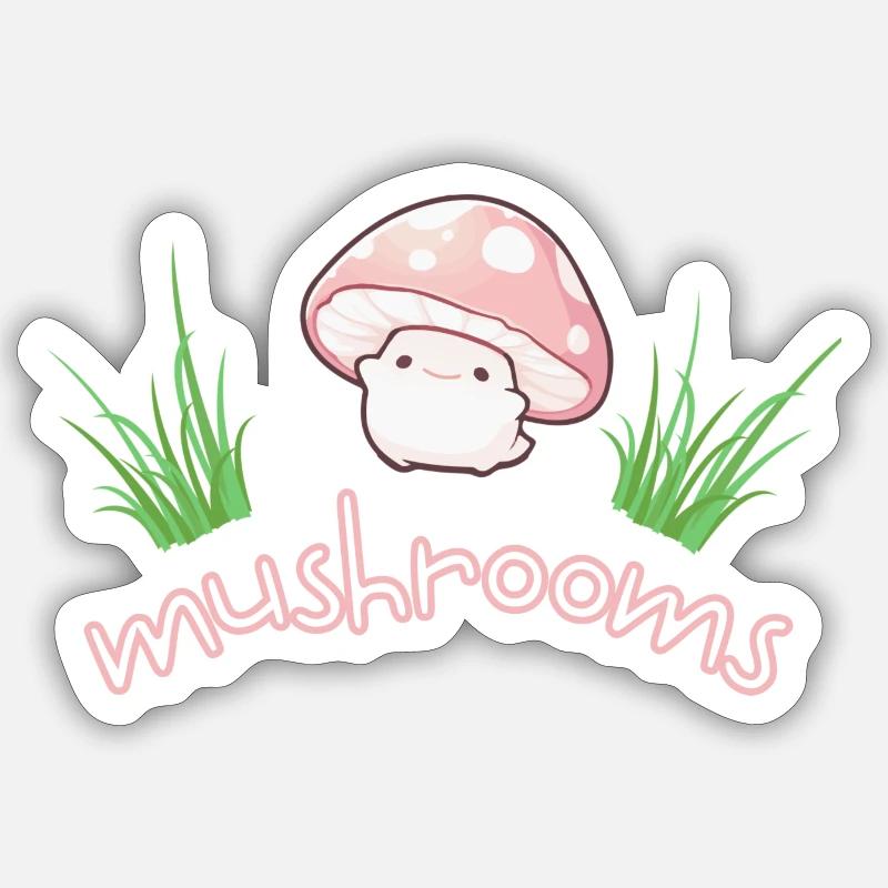 mushroom cute comic - Sticker size S (10 x 10 cm) - white matte