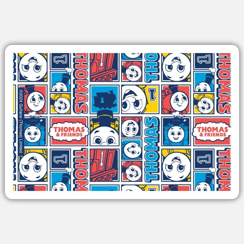 Thomas & Friends™ Thomas Kollage Design - Sticker Größe S (10 x 10 cm) - Mattweiß