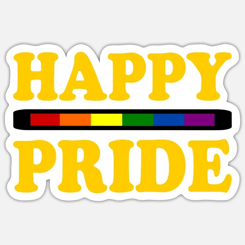 Happy pride - Sticker taille S (10 x 10 cm) - blanc mat