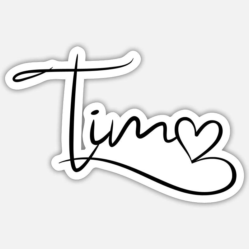 Tim Name Vorname Herzdekor - Sticker Größe S (10 x 10 cm) - Mattweiß
