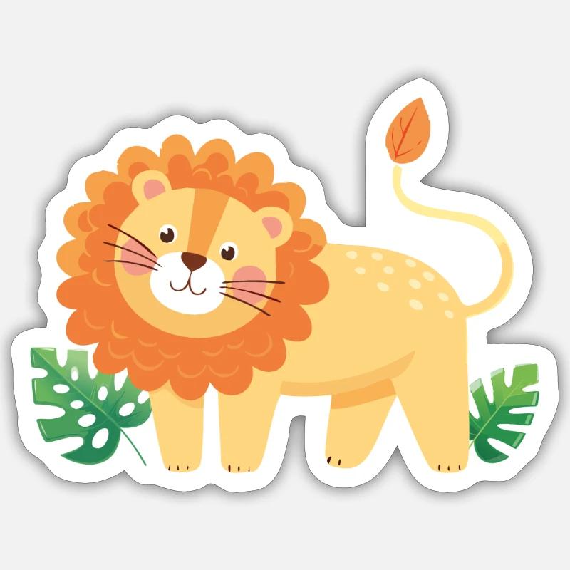 Lion mignon - Sticker taille S (10 x 10 cm) - blanc mat