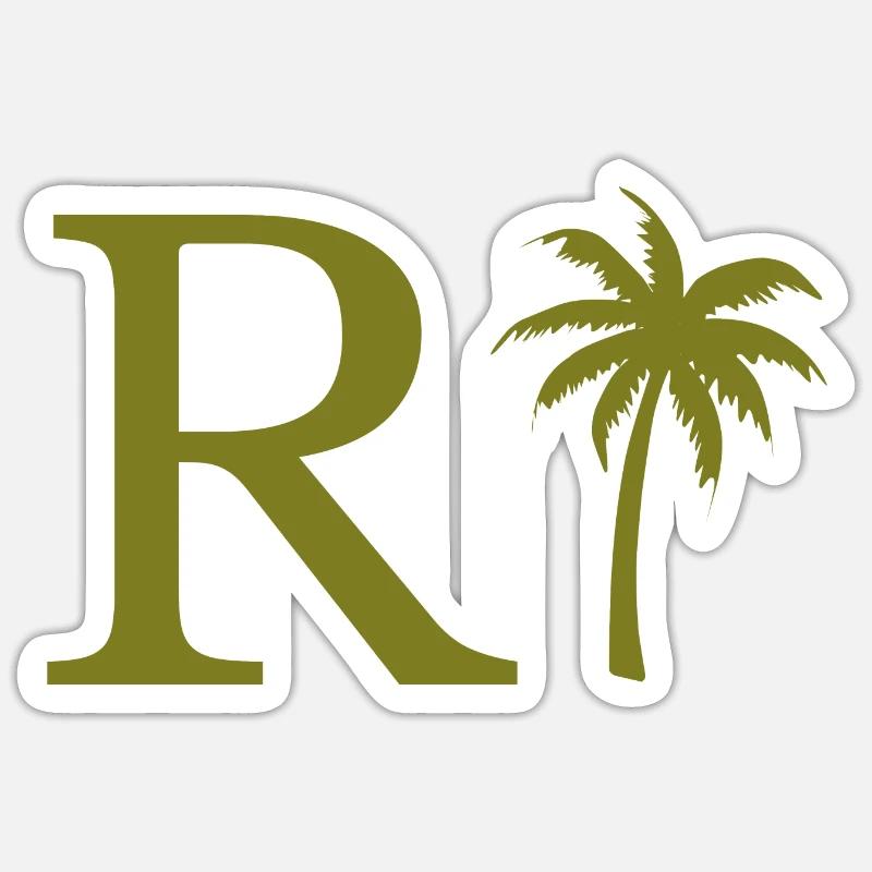 Lettre r vert Palm - Sticker taille S (10 x 10 cm) - blanc mat