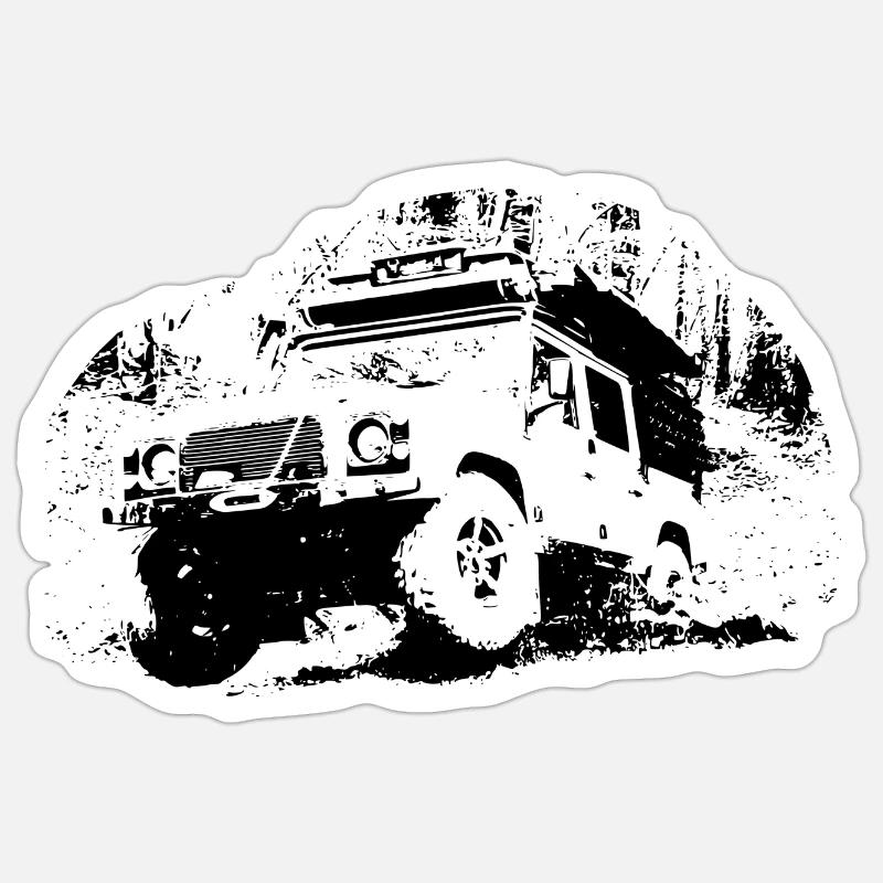 Defender Sprung - Sticker Größe S (10 x 10 cm) - Mattweiß