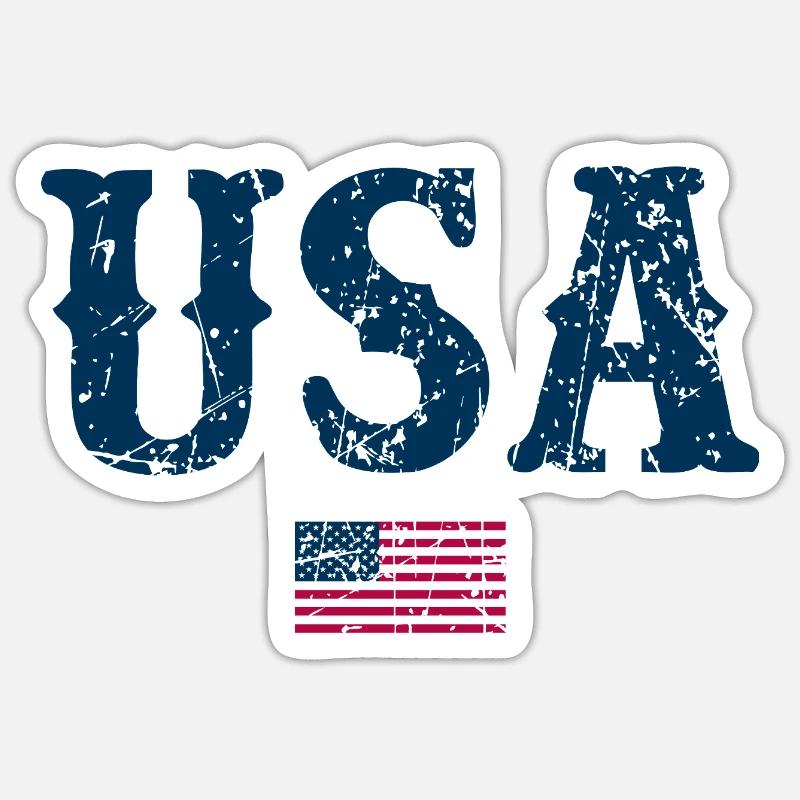 Drapeau des États-Unis - Sticker taille S (10 x 10 cm) - blanc mat