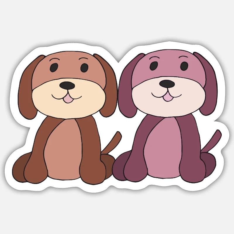 zwei hunde junge mädchen Sticker Größe S (10 x 10 cm)