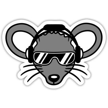 Maus Sonnenbrille Cool Kopfhörer Party Musik hören - Sticker Größe S (10 x 10 cm) - Mattweiß - Vorne