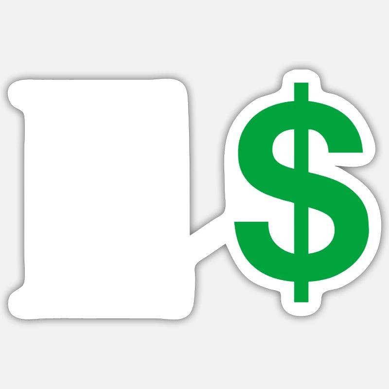 Lettre e dollar Sticker taille S (10 x 10 cm)