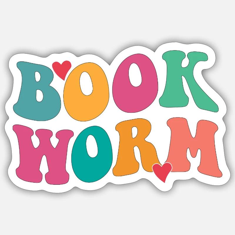 Ver de bibliothèque - Sticker taille S (10 x 10 cm) - blanc mat