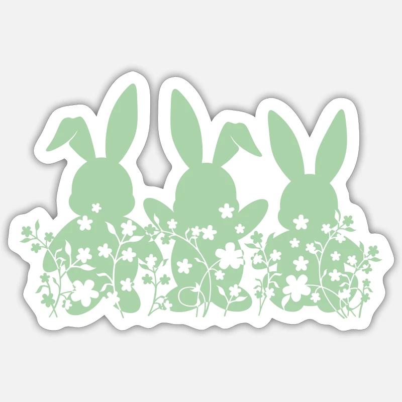 Bunnies Easter Flowers - Sticker size S (10 x 10 cm) - white matte