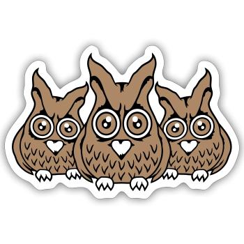 3 Eulen Freunde gucken gruselig große Horror Augen - Sticker Größe S (10 x 10 cm) - Mattweiß - Vorne