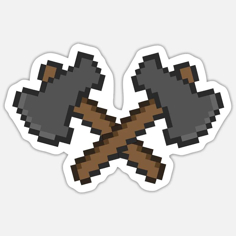 axt pixel 2 Sticker Größe S (10 x 10 cm)