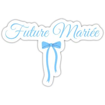 Blaue Schleife für die zukünftige Braut - Sticker Größe S (10 x 10 cm) - Mattweiß - Vorne