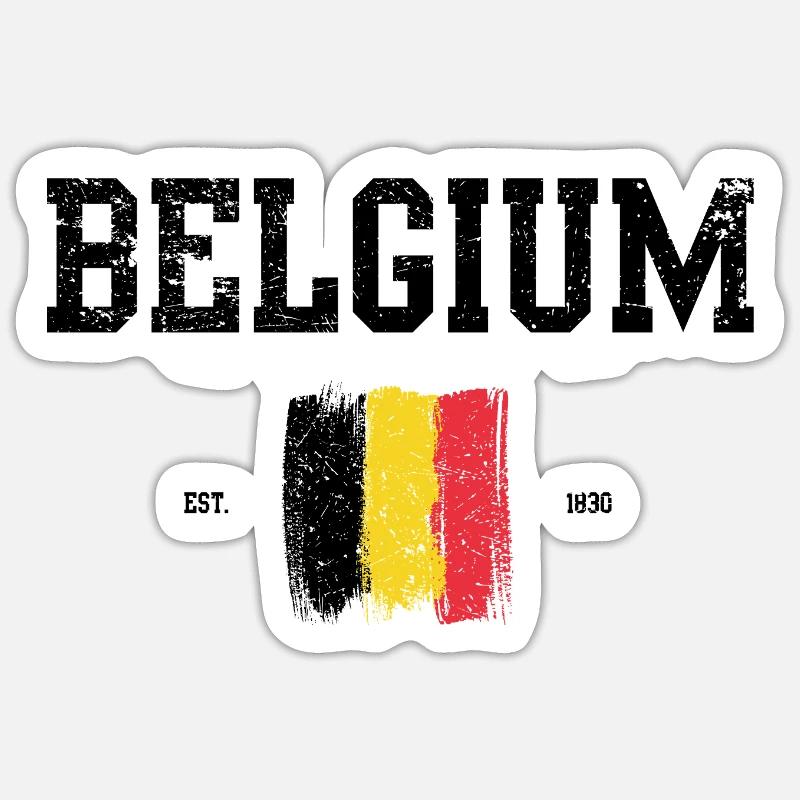 Impression d’art abstraite drapeau belge - Sticker taille S (10 x 10 cm) - blanc mat