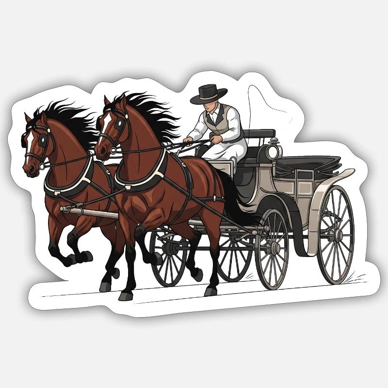 Calèche - Sticker taille S (10 x 10 cm) - blanc mat