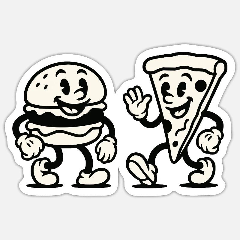 burger pizza comic Sticker Größe S (10 x 10 cm)
