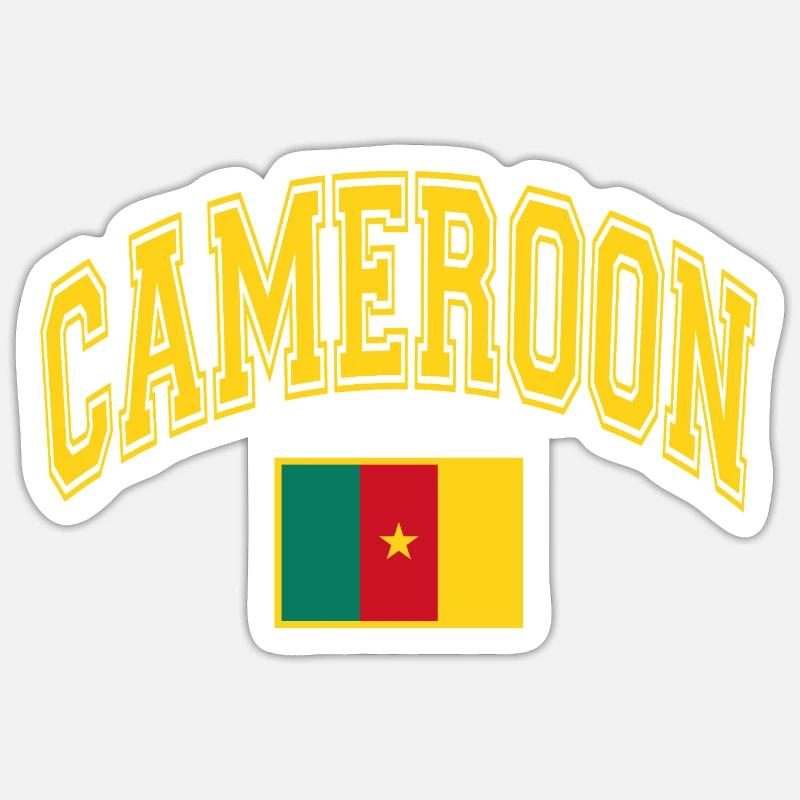 Drapeau du Cameroun - Sticker taille S (10 x 10 cm) - blanc mat