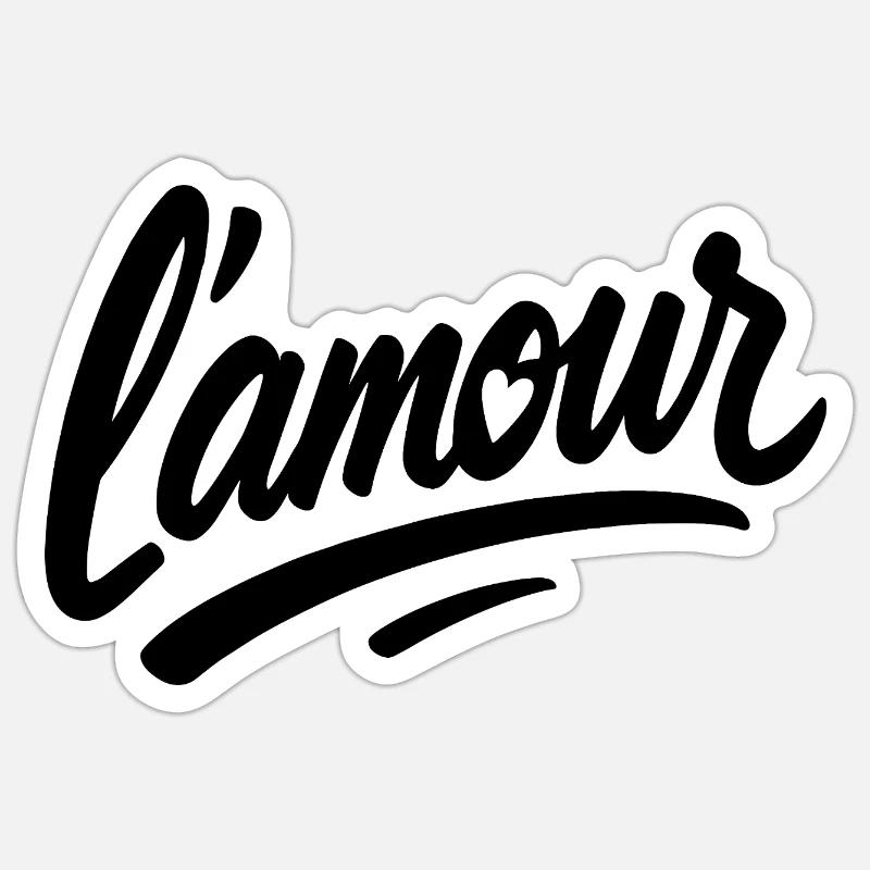 L’amour – Love Script - Sticker Größe S (10 x 10 cm) - Mattweiß