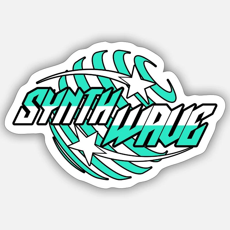 Synthétiseur Synth Wave Sticker taille S (10 x 10 cm)