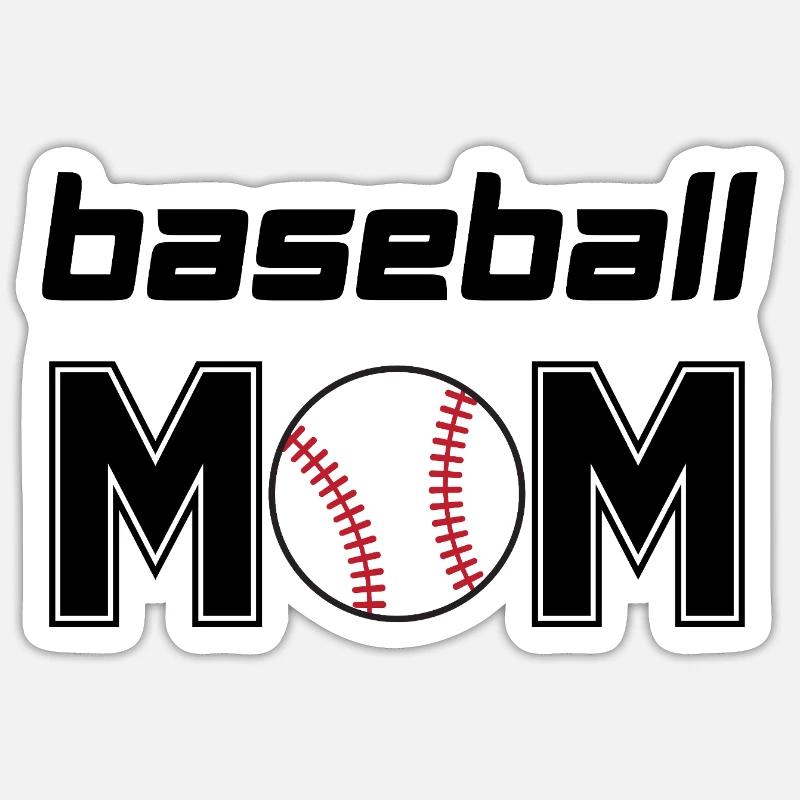 Maman de baseball - Sticker taille S (10 x 10 cm) - blanc mat