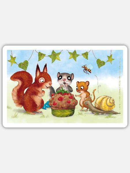 Der Kleine Siebenschläfer Mit Freunden - Sticker Größe S (10 x 10 cm) - Mattweiß