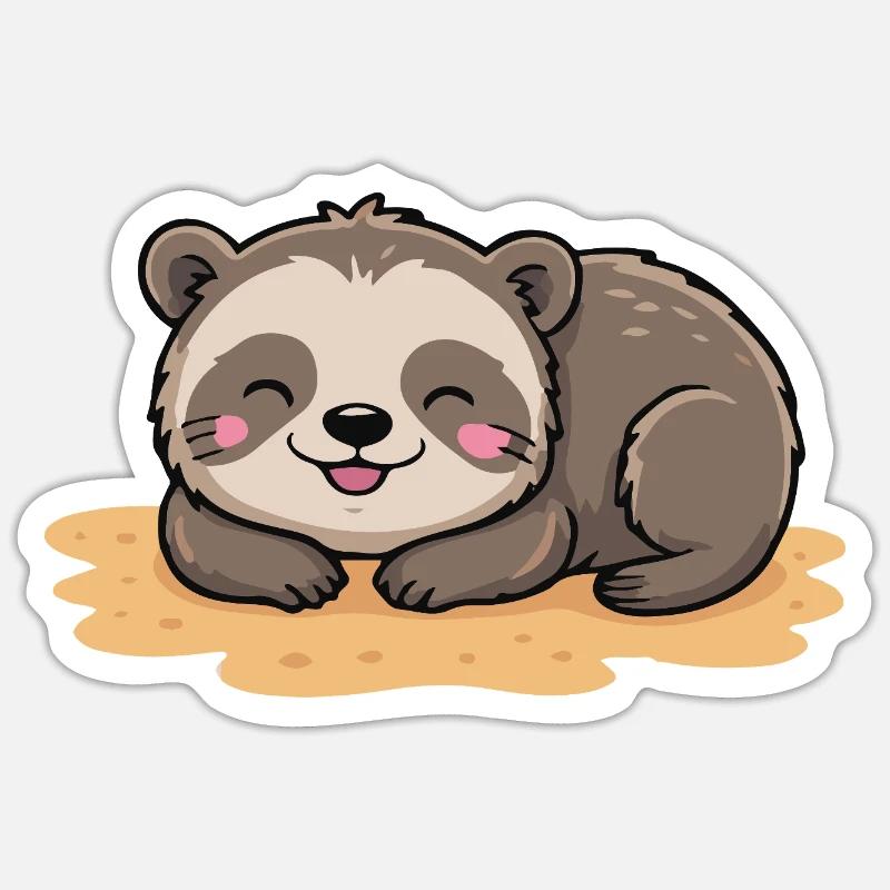 Cozy Sloth Nap on Sand - Sticker size S (10 x 10 cm) - white matte