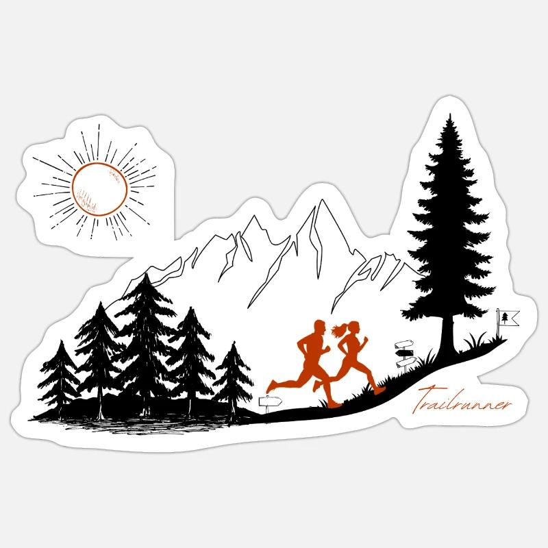Trail Runner Gift Runner Mountains T-Shirt Pullover Sweat à capuche Sticker taille S (10 x 10 cm)