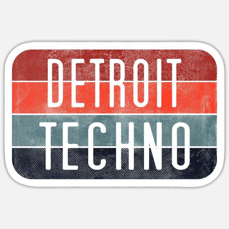 Detroit Techno Neon Emblem - Sticker size S (10 x 10 cm) - white matte