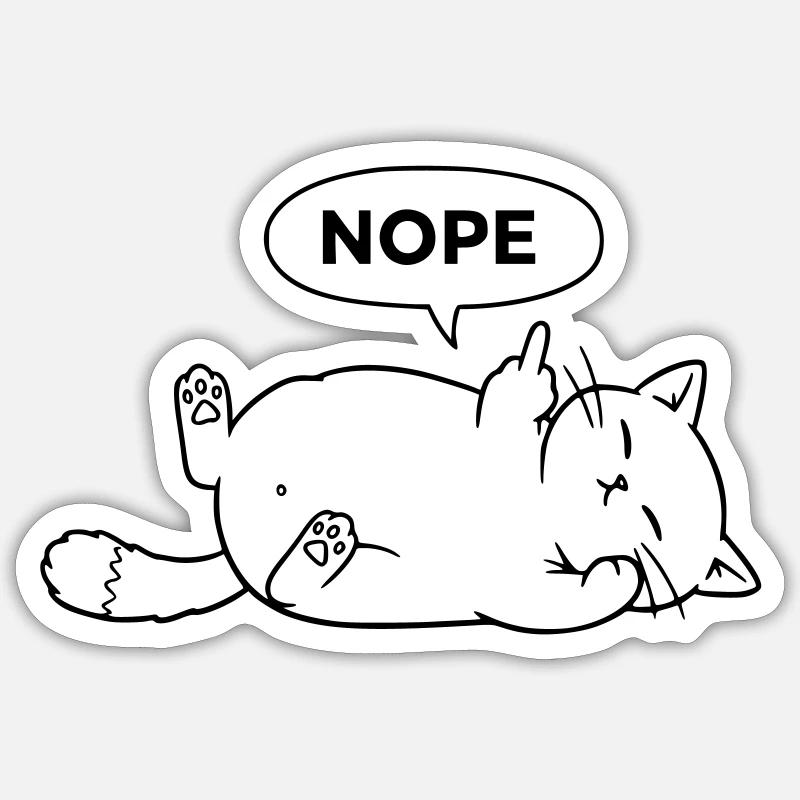 Nope Cat | Sarcastic Cat Statement - Sticker size S (10 x 10 cm) - white matte