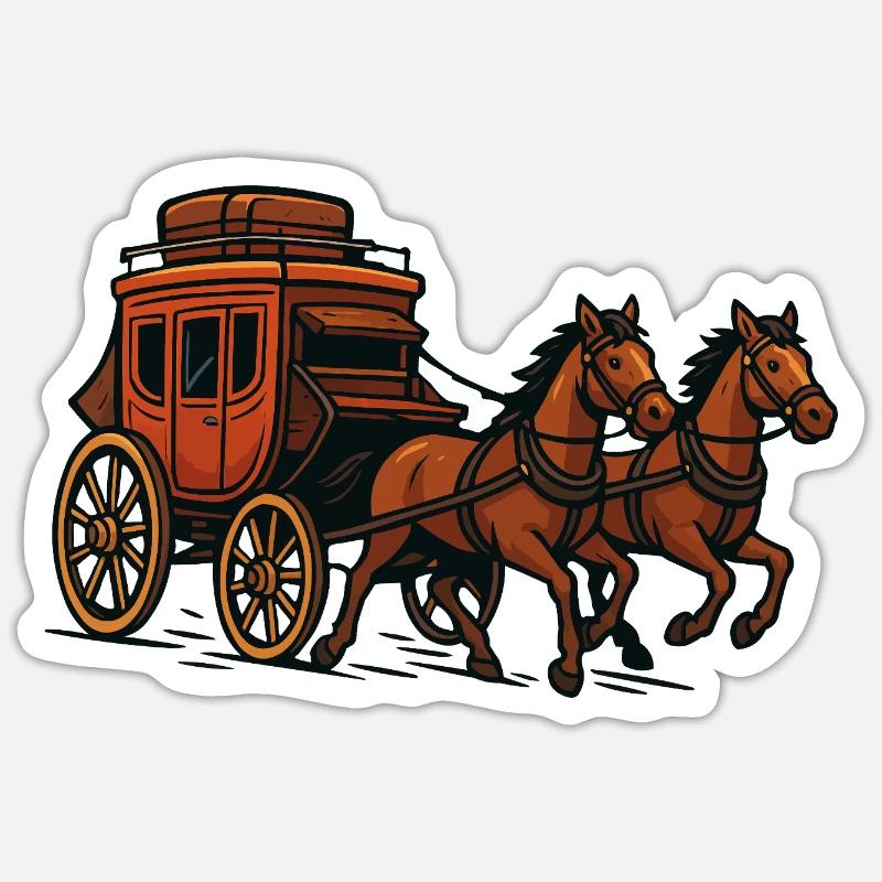 Scène de calèche Sticker taille S (10 x 10 cm)
