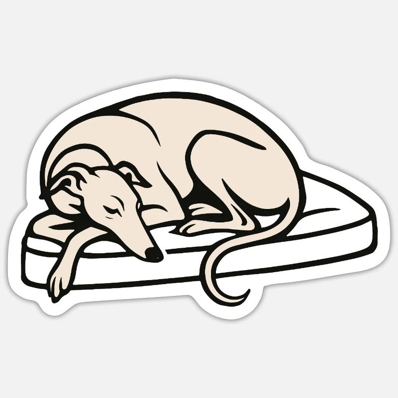Galgo sleeping - Sticker size S (10 x 10 cm) - white matte