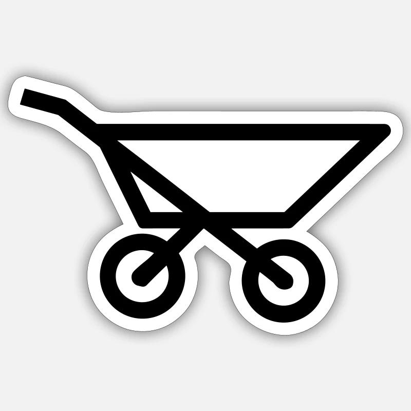 brouette - Sticker taille S (10 x 10 cm) - blanc mat