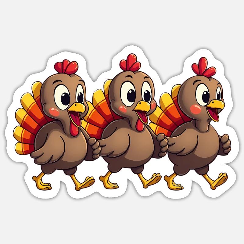 Bébé dinde de Thanksgiving - Sticker taille S (10 x 10 cm) - blanc mat