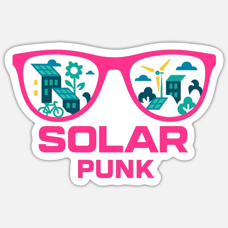 Solarpunk Vision - Sticker taille S (10 x 10 cm) - blanc mat