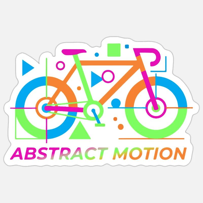 Neon Abstract Bicycle Motion - Sticker size S (10 x 10 cm) - white matte