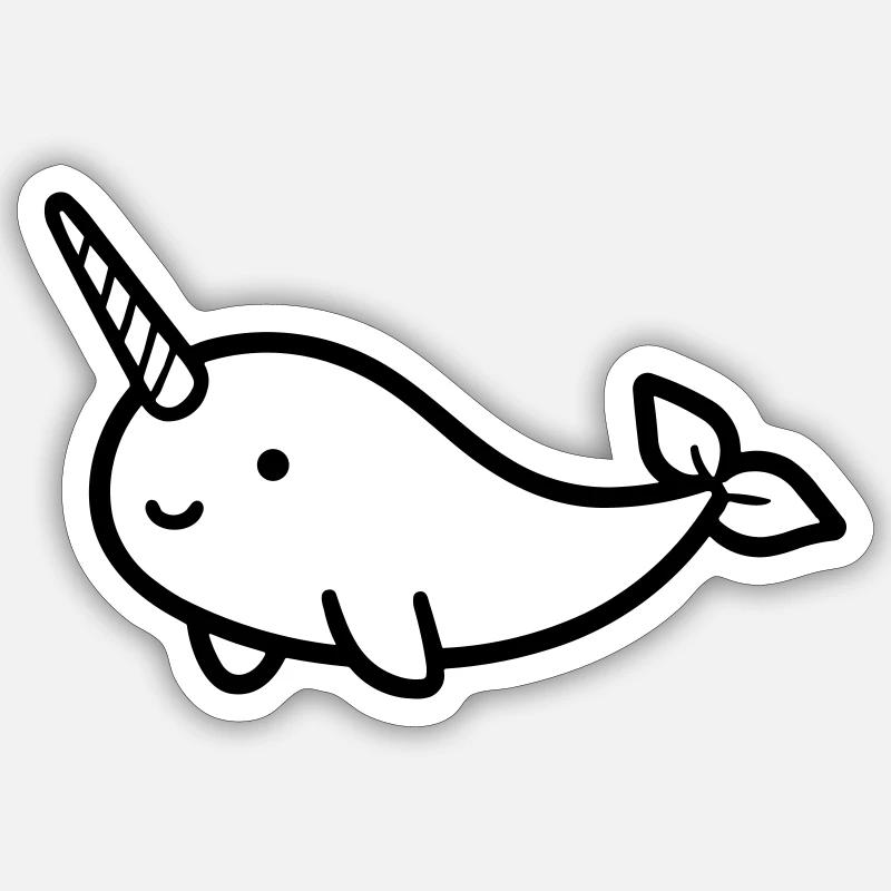 narwhal - Sticker size S (10 x 10 cm) - white matte
