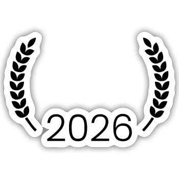 2026 kranz - Sticker Größe S (10 x 10 cm) - Mattweiß - Vorne