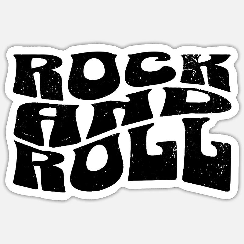 Rock and Roll logo design - Sticker size S (10 x 10 cm) - white matte