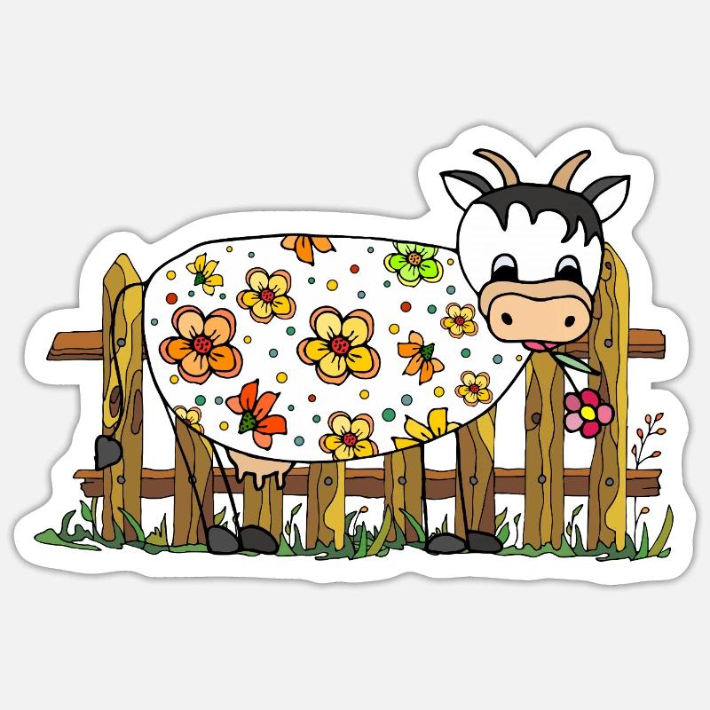 Vache - Sticker taille S (10 x 10 cm) - blanc mat