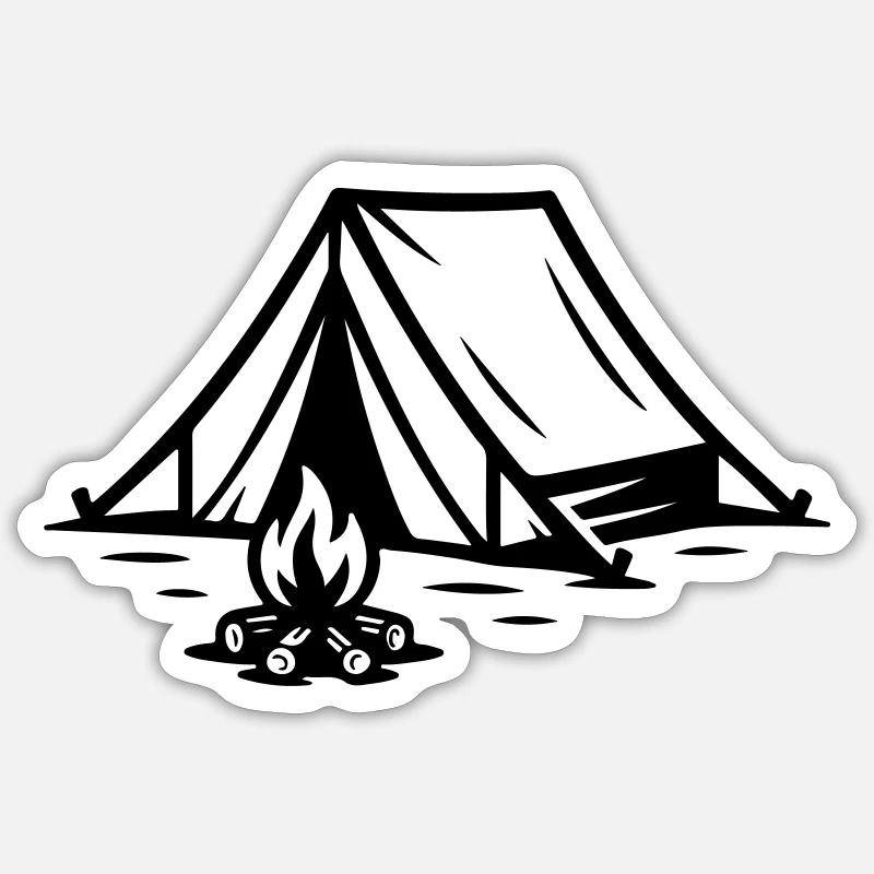 Tent Campfire - Sticker size S (10 x 10 cm) - white matte