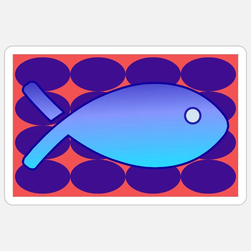POISSON. SARDINE. POISSON D'AVRIL. MER. OCÉAN - Sticker taille S (10 x 10 cm) - blanc mat