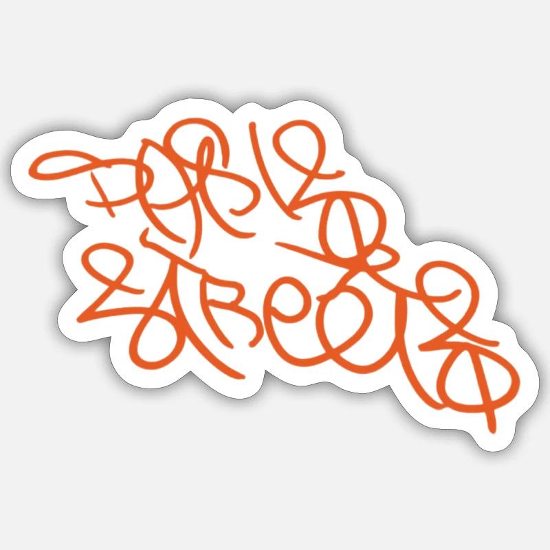 Oranges Pariser Graffiti - Sticker Größe S (10 x 10 cm) - Mattweiß
