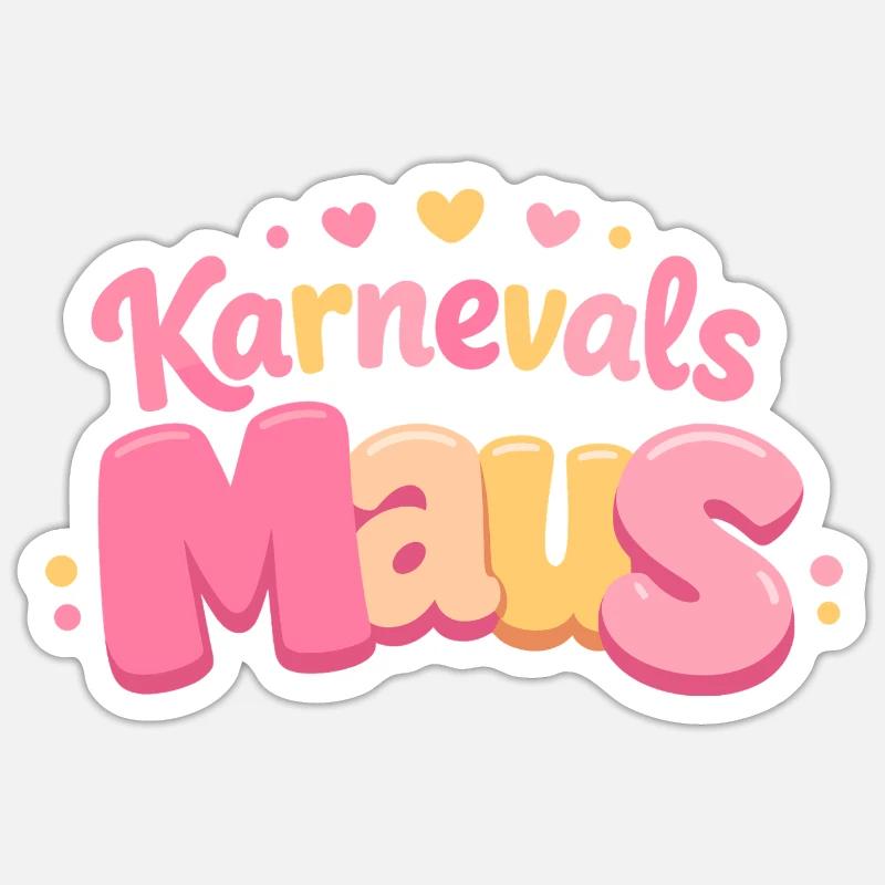 Karnevalsmaus Kölsche Mädsche – Karneval Köln - Sticker Größe S (10 x 10 cm) - Mattweiß